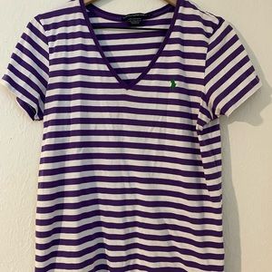 Ralph Lauren Sport Women’s V neck Purple and White